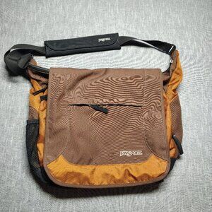 Jansport Messenger Laptop Bag Crossbody Shoulder Bag Flap Brown Bronze